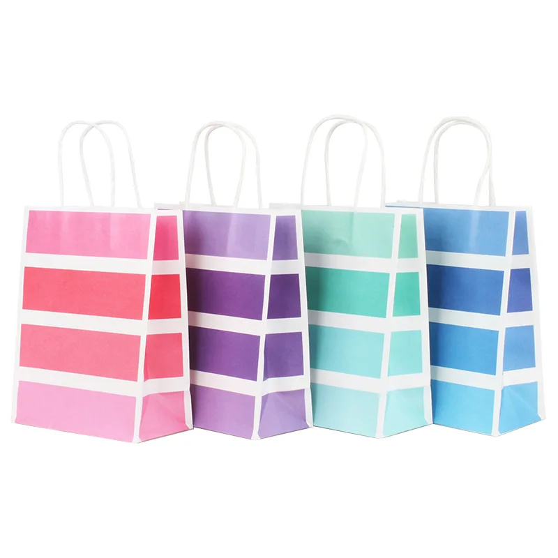 

5pcs Gift Paper Bags Colorful Striped Line Gift Paper Packing Bags Business Advertisement Commercial Gift Package