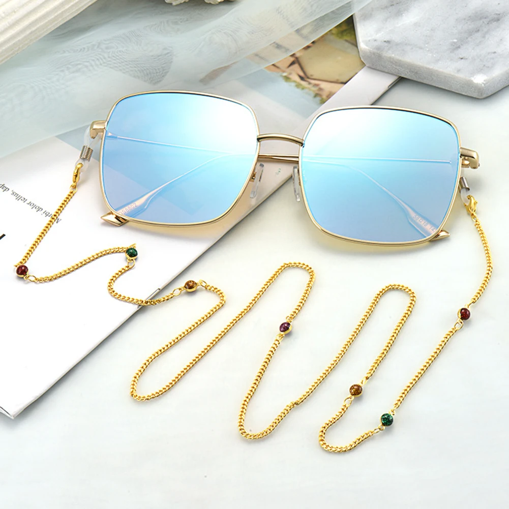

Retro small embellishment dripping oil glasses chain sunglasses chain sunglasses masked glasses gold chain lanyard