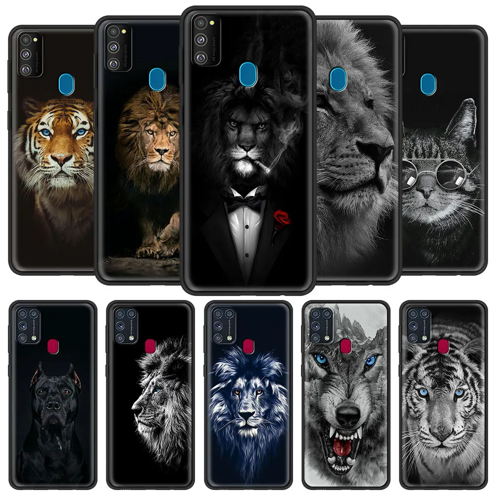 

Phone Case For Samsung Galaxy M31s M30s M31 M51 M30 M20 M11 Note 20 Ultra 10 Lite Plus 9 Black Cover Wolf Lion Animal