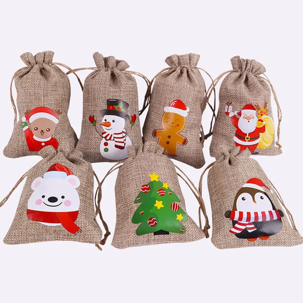 

Cotton Linen Drawstring Bag Jute Jewelry Packaging Gift Pouch Christmas Wedding Party Candy Storage Bag