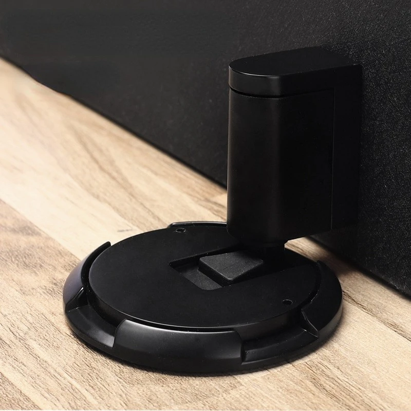 

Non-Punch Door Stopper Wind-Proof Floor Mounted Door Holder Sticker Black Gold Stopper for Door Catch Floor Zinc Alloy Door Stop