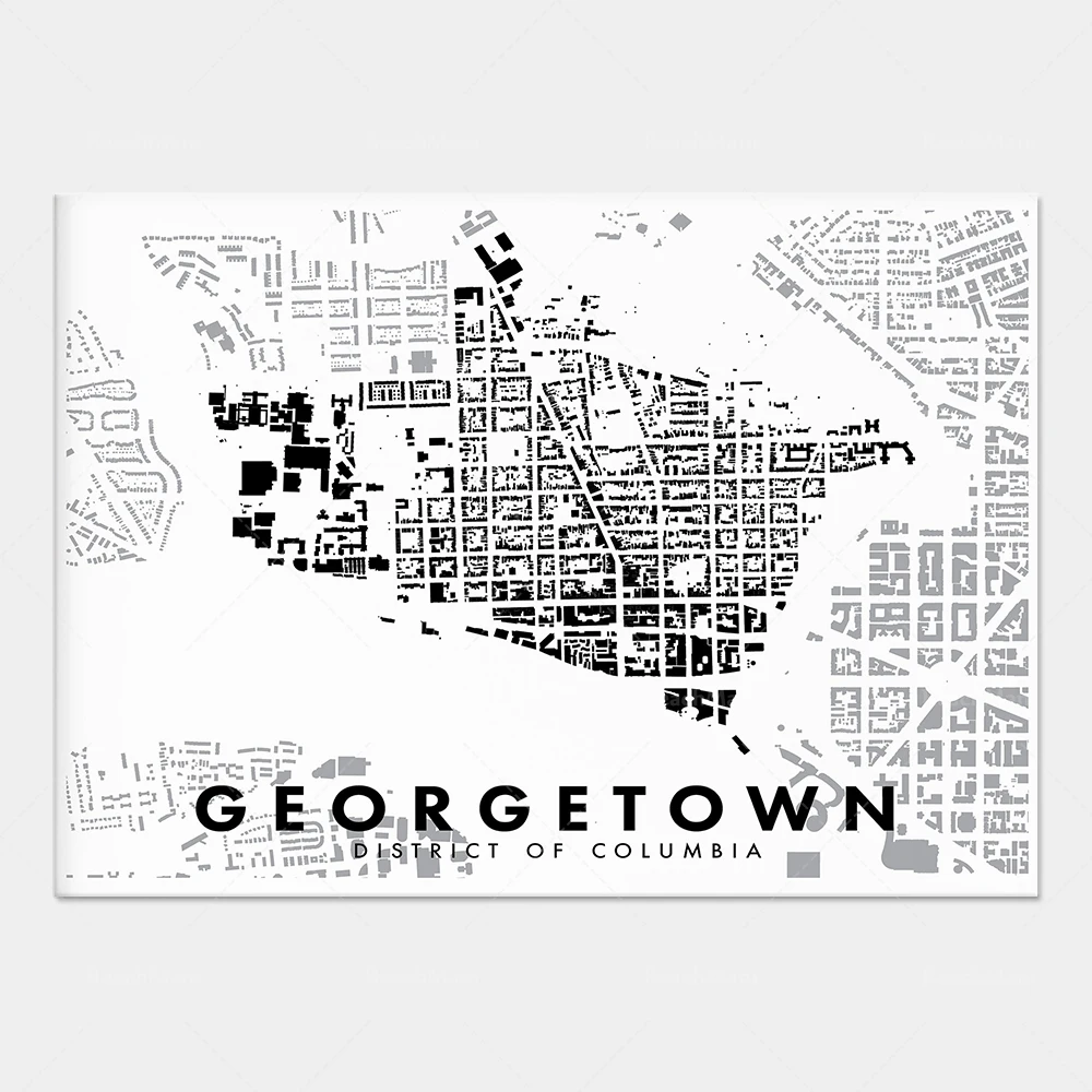 Карта района Джорджтауна серебряные весенние фигурки постер с пейзажем шиплей