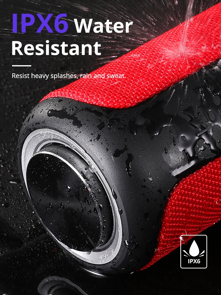 

T6 Plus (Upgraded Edition) Bluetooth 5.0 Speaker 40W Portable TWS Speaker IPX6 Column with NFC,TF Card,USB Flash Drive