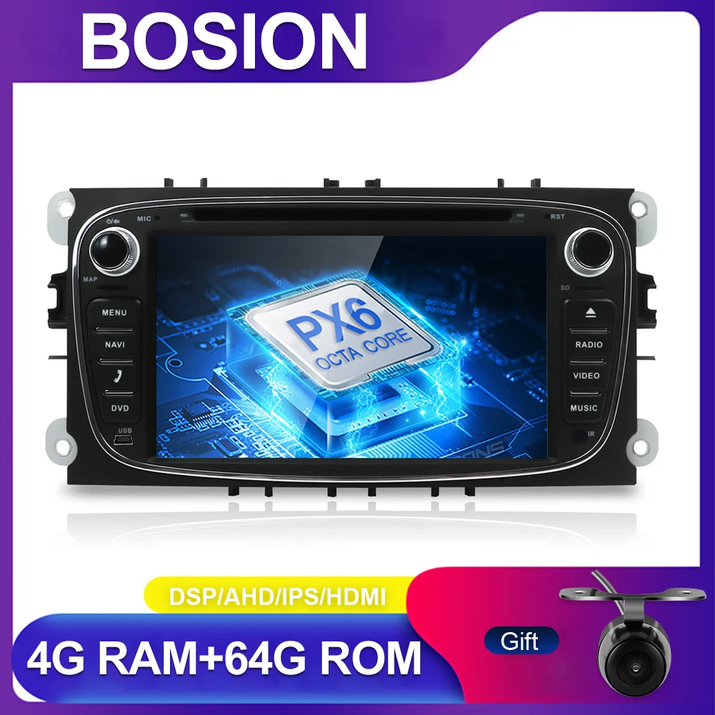 Televisie kijken Leidingen inhoud Bosion Android 10 GPS Car radio 2 Din Car Multimedia player 7 ''Audio DVD  Player per Ford/Focus/s-max/Mondeo 9/galaxyc-max DSP
