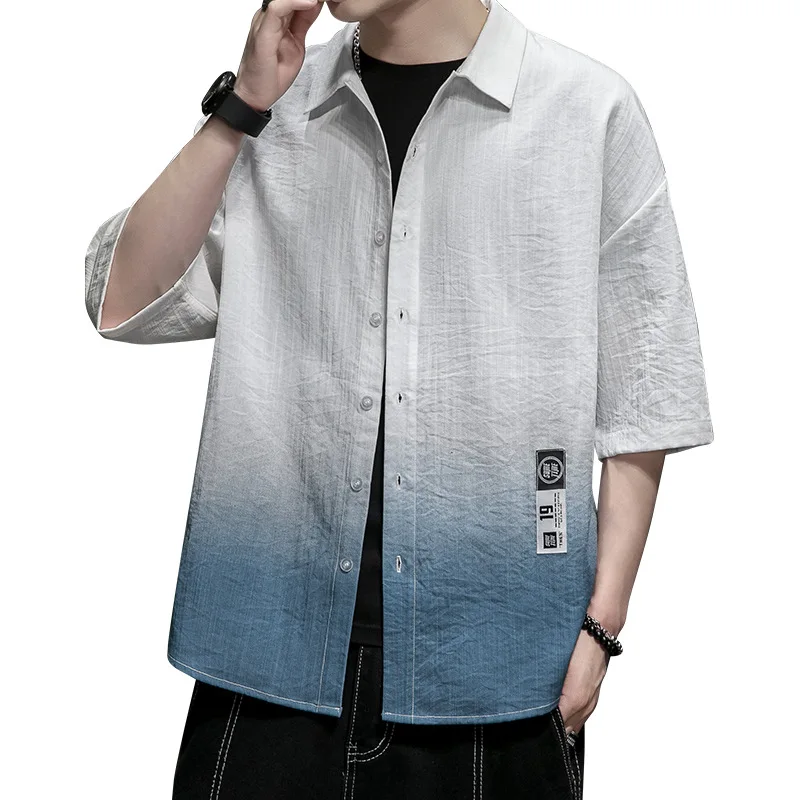 

Summer new men's casual loose short sleeve shirt