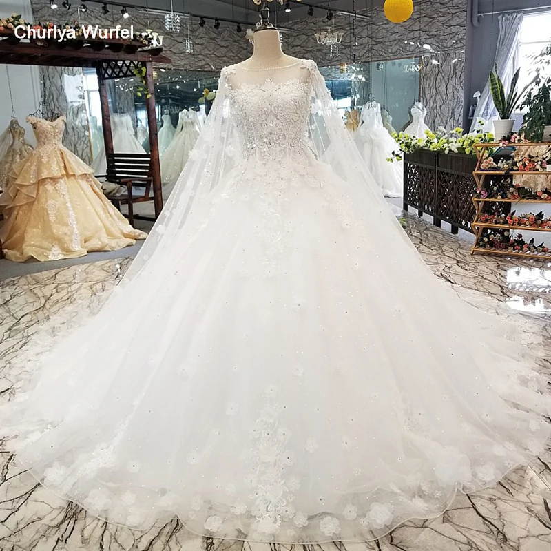 LS36551 свадебное платьедлинный мыс торжественное платье О-образным вырезом cap