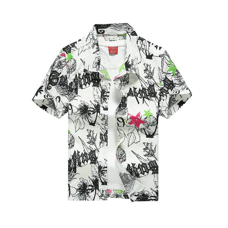 Мужская гавайская рубашка мужская повседневная camisa masculina с принтом пляжные рубашки короткий рукав Новинка азиатские SizeM-5XL
