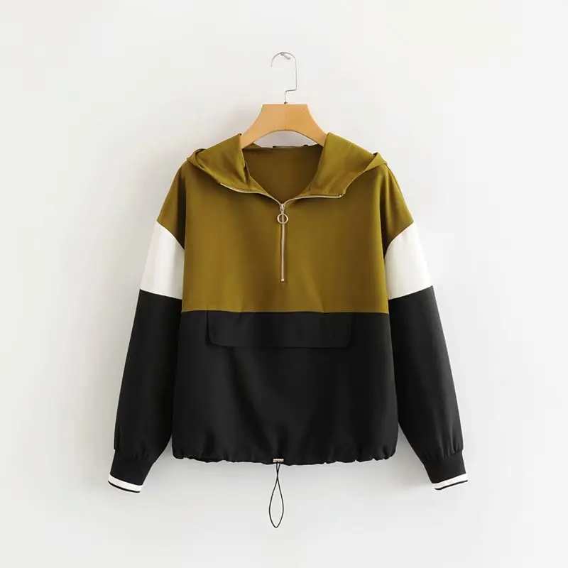 Женский комплект коричневый черный контрастный цвет бейсбольный Бомбер пуловер