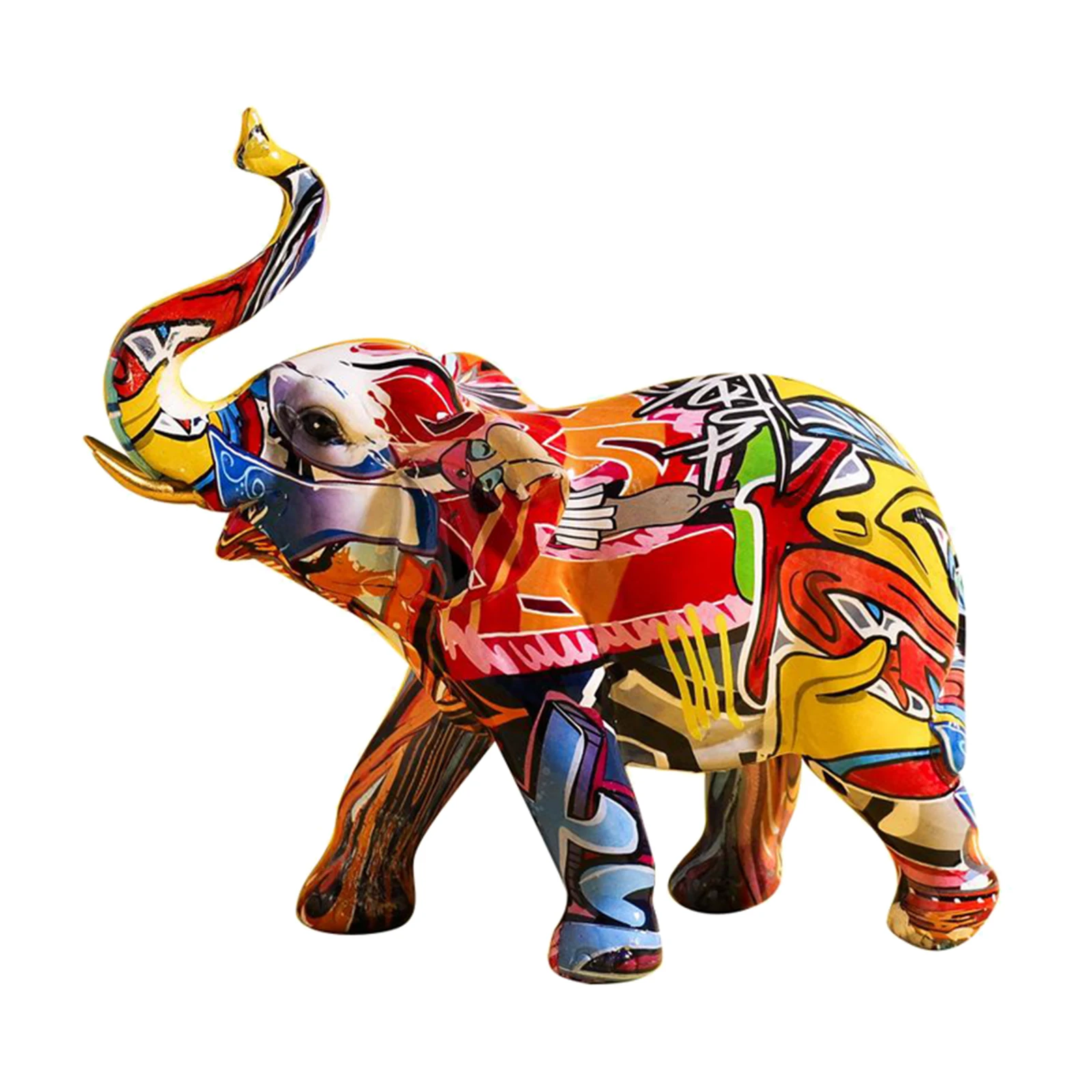 

Colorful Elephant Figurine Resin Craft Animal Statue Sculpture for Home Decoration
