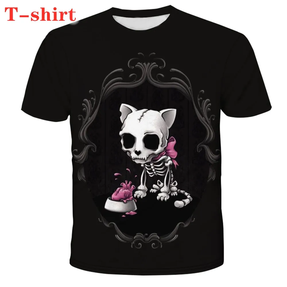 

New 3D Printing black print cat pattern Fashion Men Women Hip HopT-shirt Plus Size S-7XL harajuku graphic t shirts