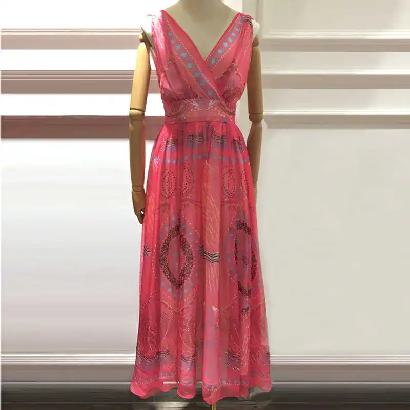 

Платье женское с открытой спиной, пикантное пляжное элегантное средней длины, с принтом красных косичек, в богемном стиле, для путешествий и...