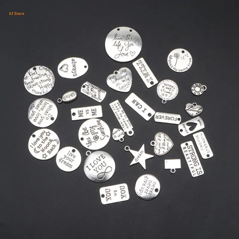 

J78F 259 Pieces Motivational Keychain Accessories Set Inspirational Words Charms Kit