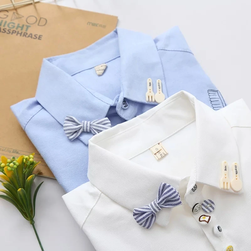 Хлопковая блузка MUMUZI в стиле преппи с рисунком девушки Мори белые и голубые милые