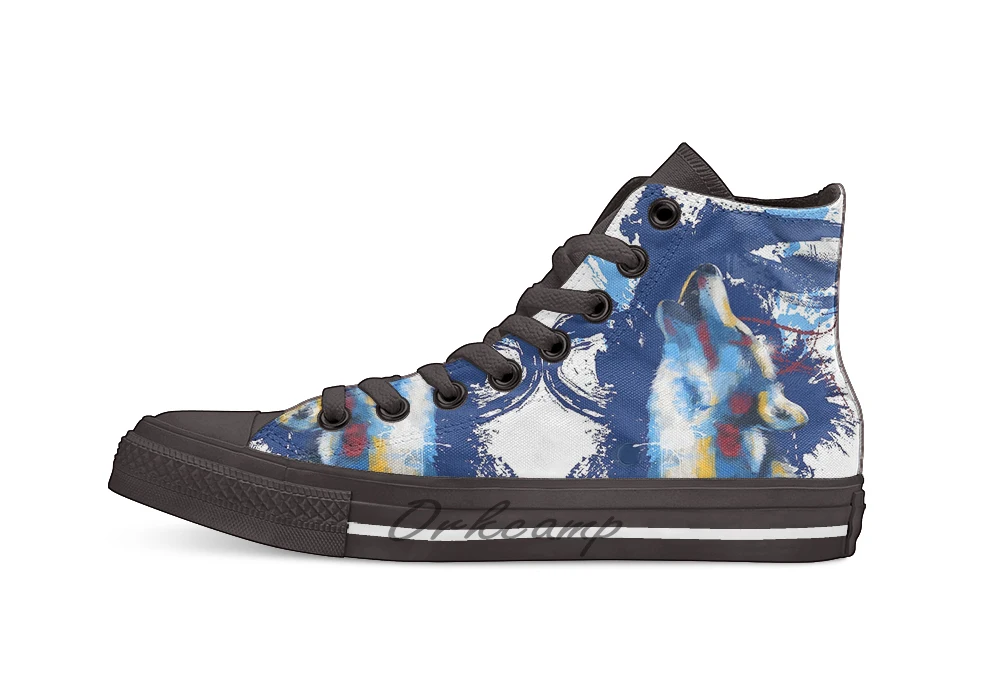 Воющий волк иллюстрация красочный дизайн дышащая Повседневная Высокая Топ на