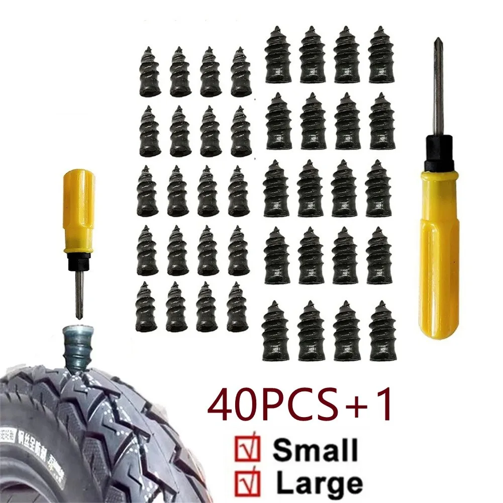 

40pcs Motorcycle Vacuum Tyre Repair Nail Car Scooter Bike Universal Tubeless Rubber Nails Tire Puncture Repair With Screwdriver