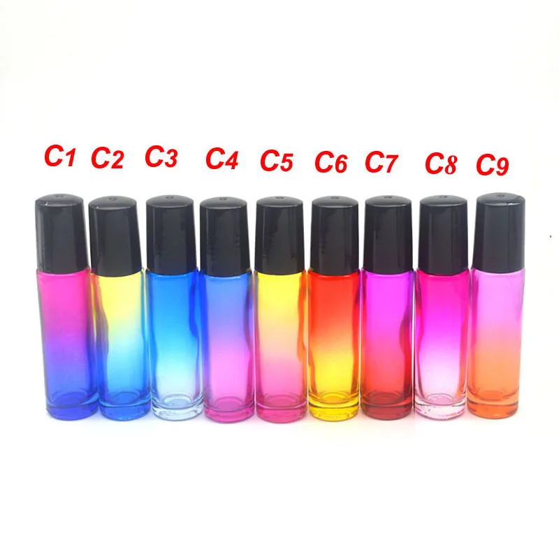 

50pcs 10ml Roll On Refillable Glass Perfume Bottle Amber Essential Oil Bottle 10cc Colorful Empty Roll-On Bottle