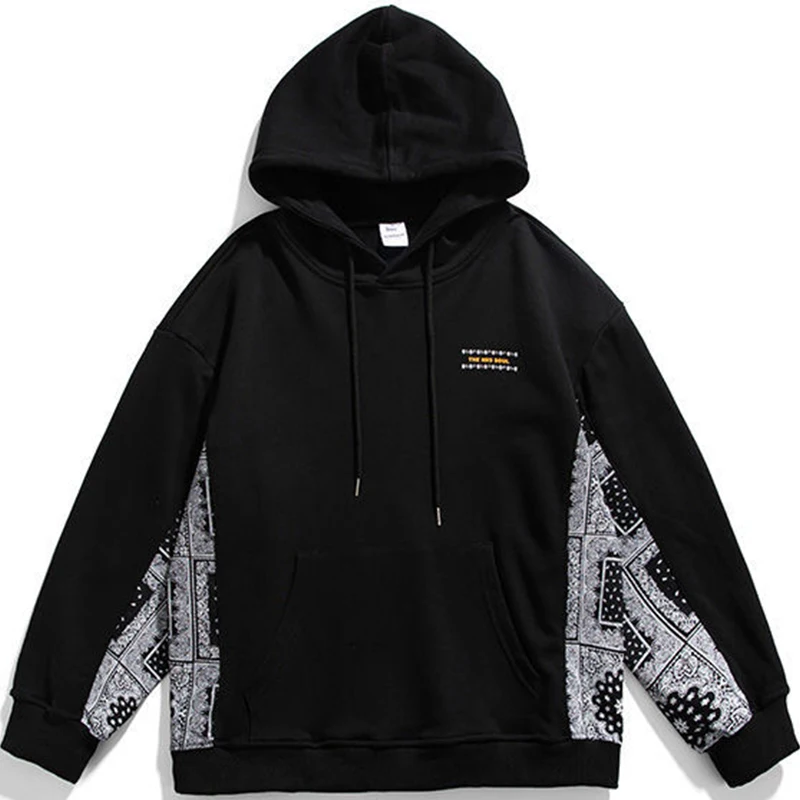 

Толстовка с капюшоном в стиле Харадзюку, Свитшот оверсайз с цветочным принтом кешью, в японском винтажном стиле, модные повседневные свобод...