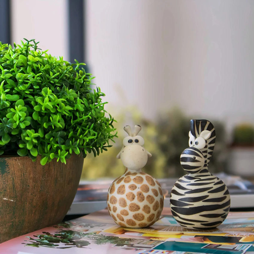 Мини Керамические ремесла жираф и зебра ручной работы миниатюрные фигурки милый