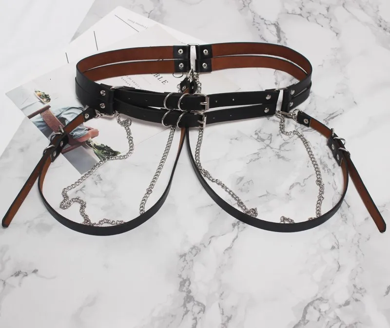 

SeeBeautiful New Fashion Spring 2021 Summer Simple Double Metal Pin Buckle Chain PU Leather Girdle Waist Belts Women N772