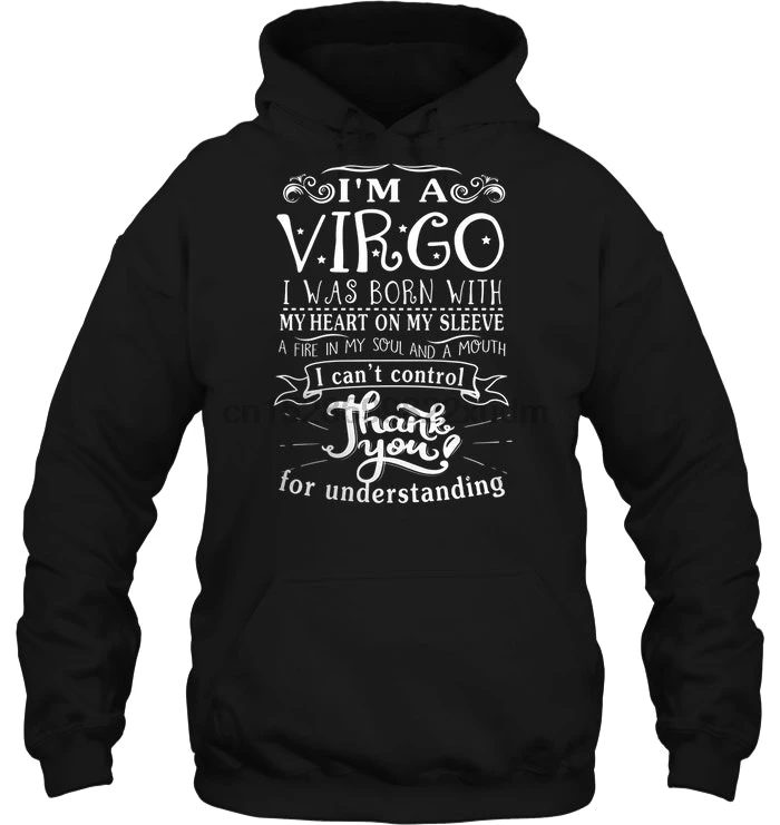 Мужская толстовка с капюшоном я Дева рождена сердцем на рукаве спасибо за