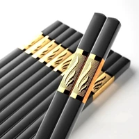 1 pair chinese style chopsticks tableware food stick alloy catering utensils sushi sticks non slip household kitchen utensils