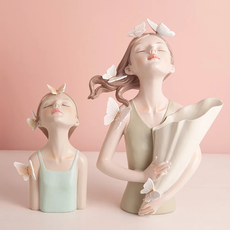 

Beautiful Butterfly Girl Sculptures Vases Countertop Vases Home Decor Gift Flowers Vases Ornaments For Home Office Hogard