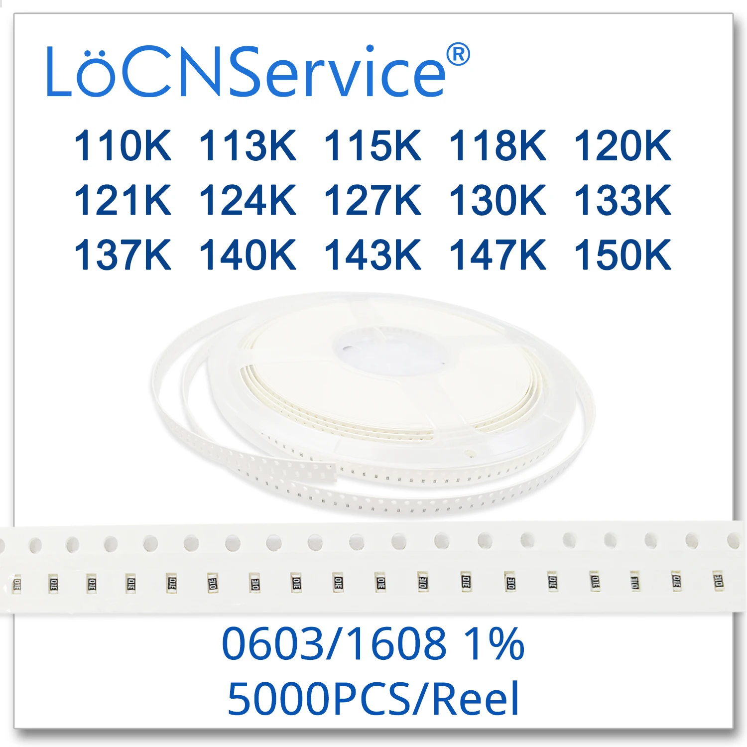 LoCNService 0603 1% 5000 шт. 110K 113K 115K 118K 120K 121K 124K 127K 130K 133K 137K 140K 143K 147K 150K 1608 K резистор
