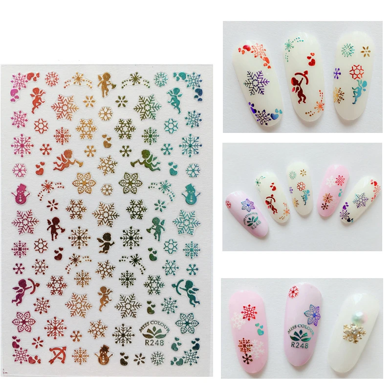 

1Pcs 3D gold Christmas adhesive 3d nail sticker foil for nails art decoration cartoon designs nail decals manicure supplies tool