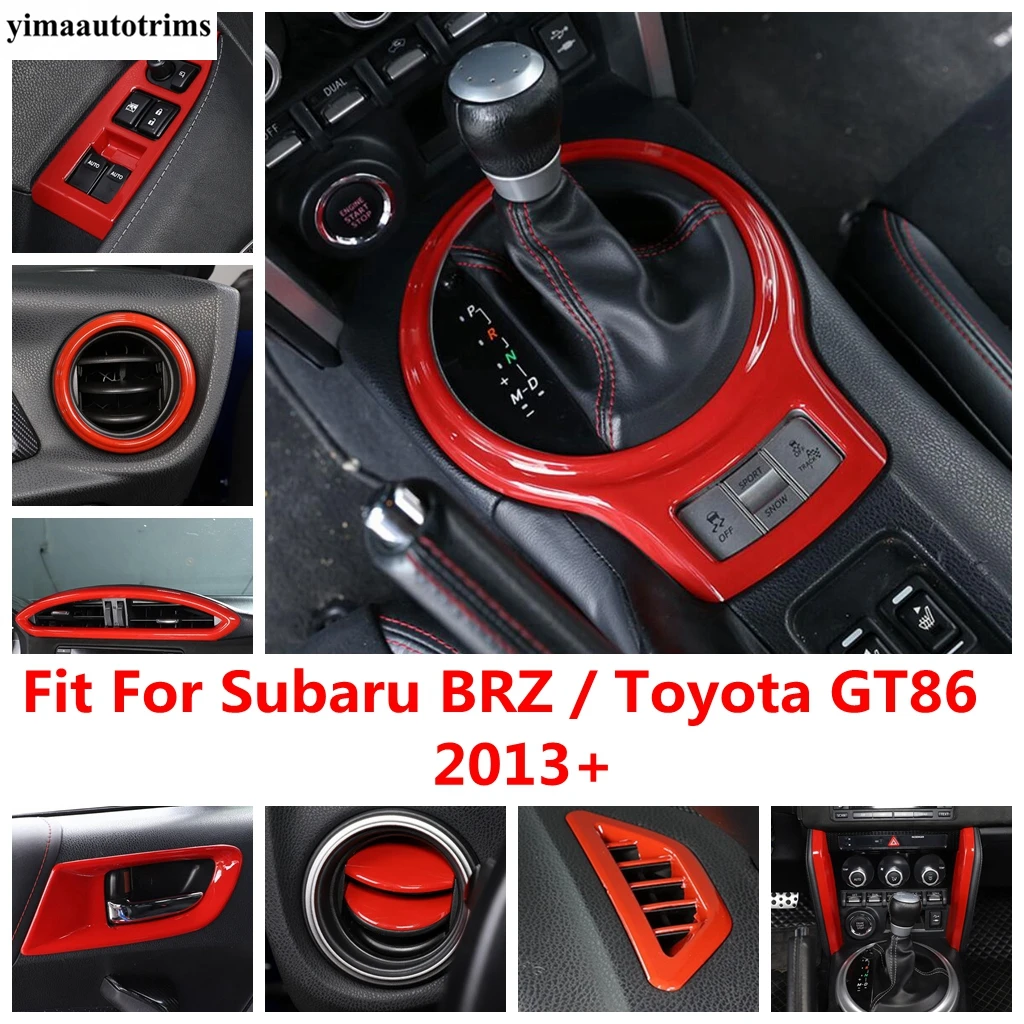 

For Subaru BRZ / Toyota GT86 2013 -2021 Window Lift Air AC Vent Steering Wheel Gear Panel Handle Bowl Cover Trim Red Accessories