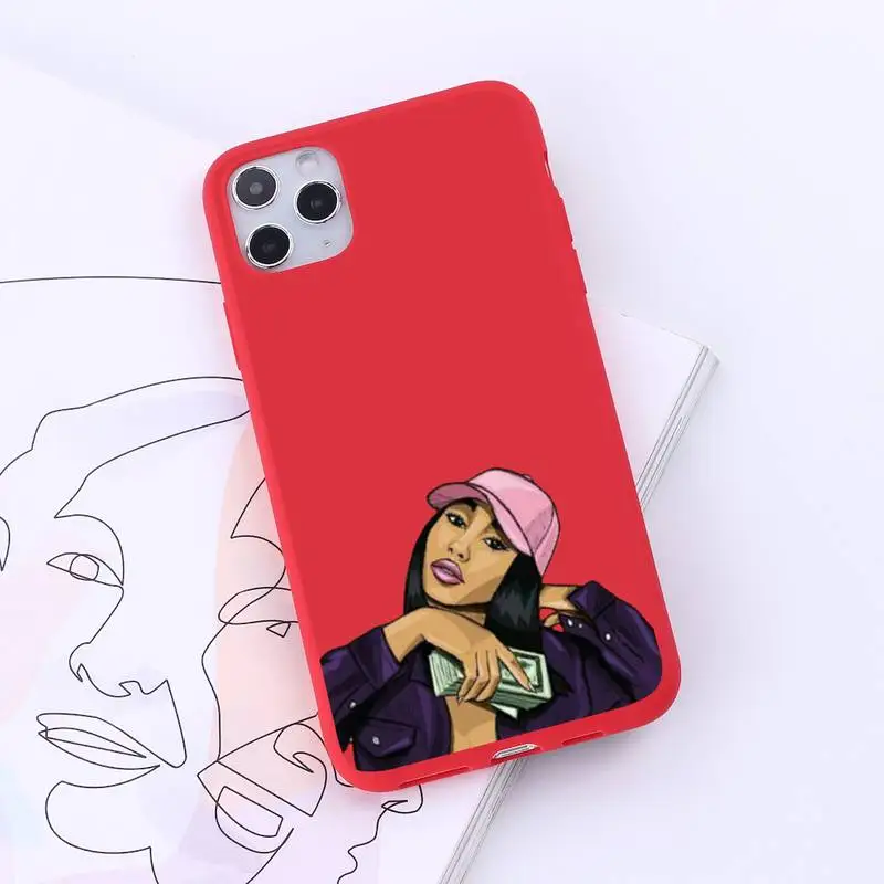 

black girl Phone Case Red Candy Color for iPhone 6 7 8 11 12 s mini pro X XS XR MAX Plus