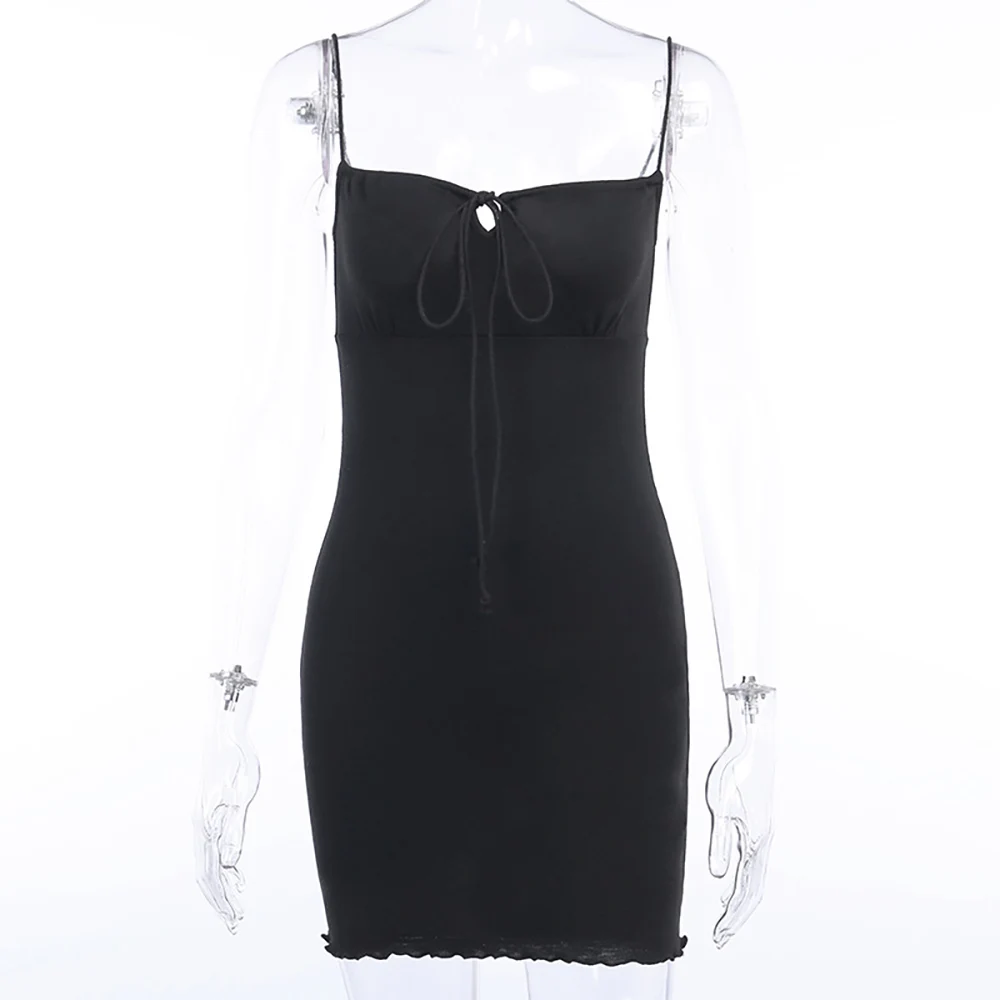 

Beach Sheath Dress Mini 2020 Women Lace Up Straps Slash Neck Bodycon Dress Empire Party Night Club Summer Clothes For Ladies