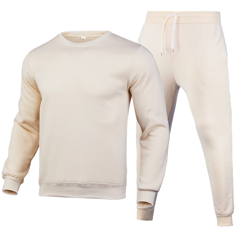 

2021 Spring and autumn new men's sportswear suit track suit men's fashion o-neck shirt 2-piece solid color sweater suit