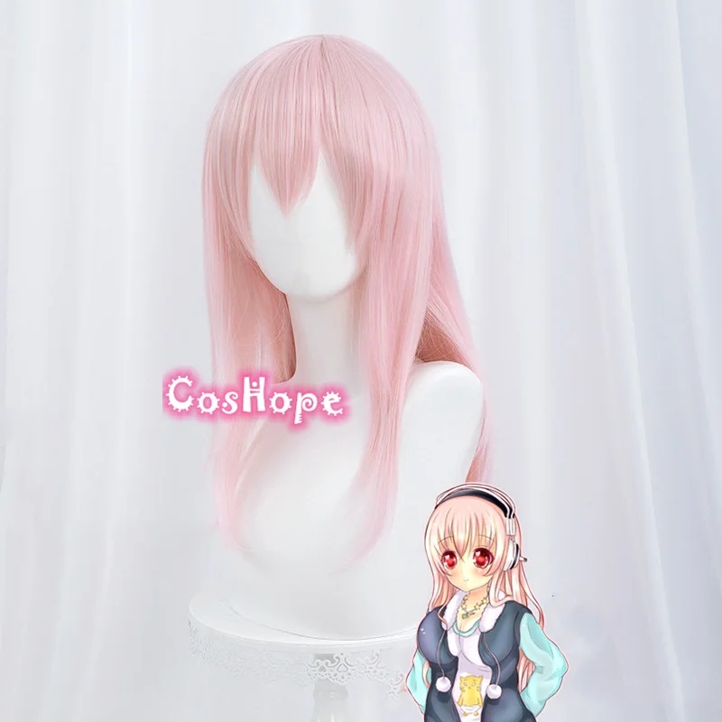 Женский длинный парик Super Sonico 60 см Рождественский розовый косплей из аниме