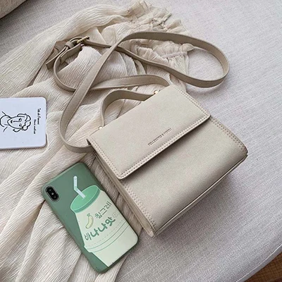 Beige B Маленькие сумки с отворотом, женские сумки через плечо, простые однотонные кожаные сумки через плечо, женские кошельки, Модные женские Сумки из искусственной кожи - Цвет: Beige B