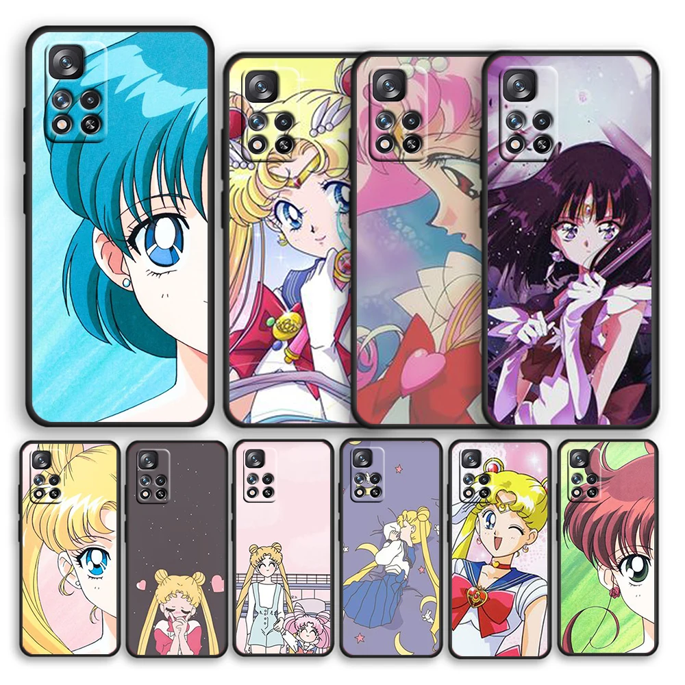

Anime Girl Moon Magic For Xiaomi Redmi Note 11 10T 5G 9T 9S 8T 7 6 Pro Max Plus 5A 4 Silicone Soft Black Phone Case