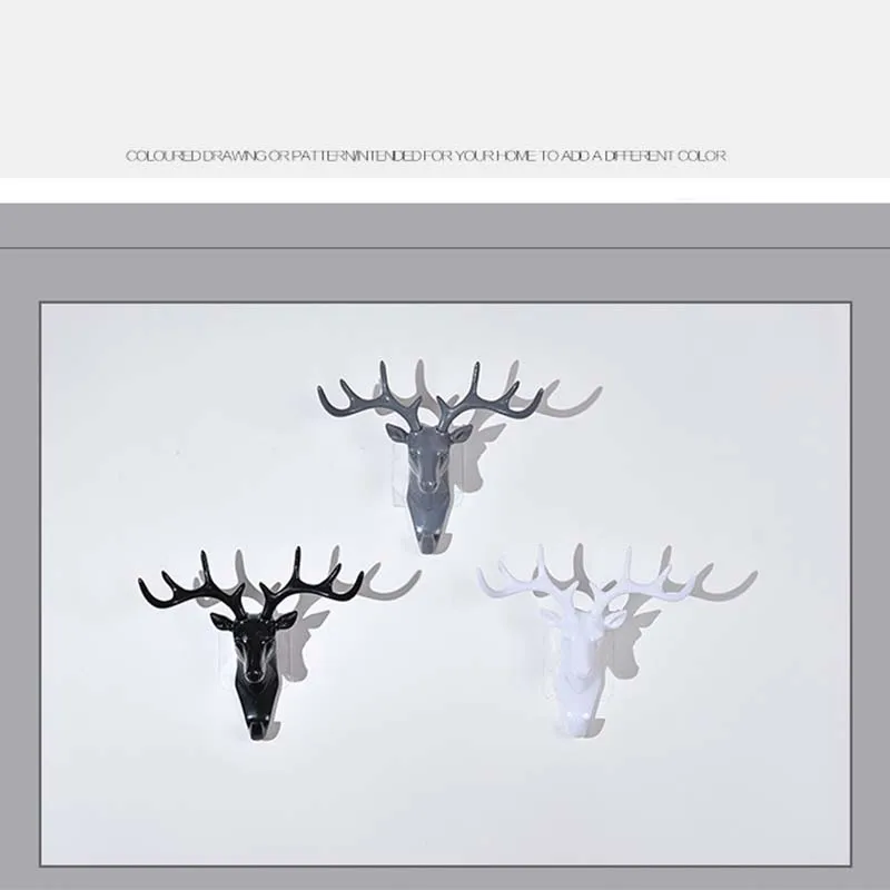 

2 PCS Antlers American Wall Decoration Hook Creative Personality Deer Head Wall Hook No Trace Key Wall Punch Free Hooks