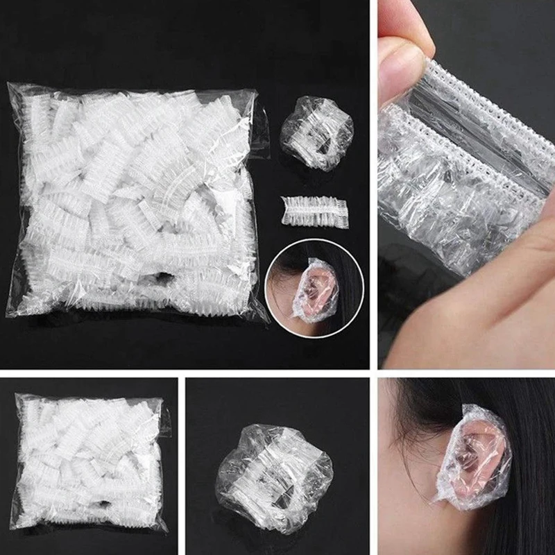 NEW-100Pcs одноразовый душ для ванной/окрашивание волос защита для ушей, Водонепроницаемый Защитный колпачок для ушей для салонов/домашнего использования