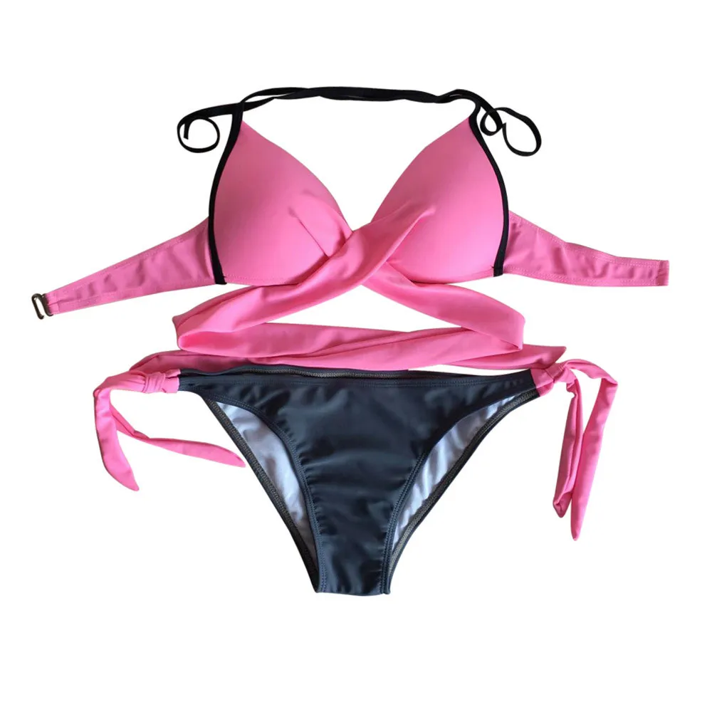 

Swimsuit Bathing Sexy Solid Color Push-up Padded Sexy Bra Women Bikini Set Swimwear Strapless Biquini High Cut Bathing Suit