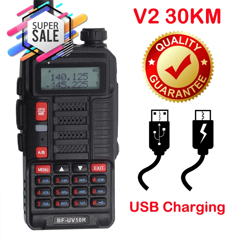 New 2021 Baofeng Long Range 30KM Walkie Talkie UV-10R Ham CB Two Way Radio Station Transceiver USB Charging Baofeng BF UV10R