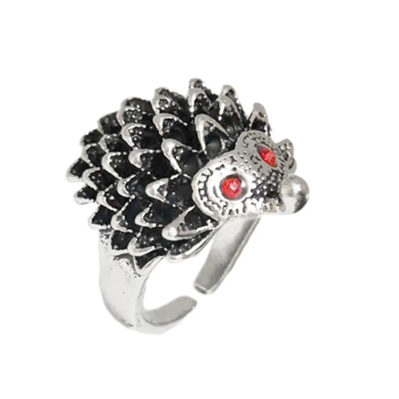 

Hot Vintage Frog Animals Ring For Women Men Punk Finger Rings Jewelry Accessories Design Zircon Retro Hedgehog Ring