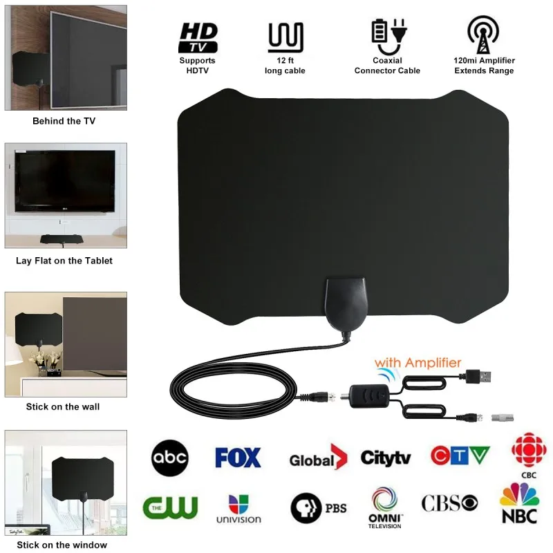 Новая усиленная HD цифровая ТВ антенна 4K 1080P VHF UHF Freeview поддержка местных каналов