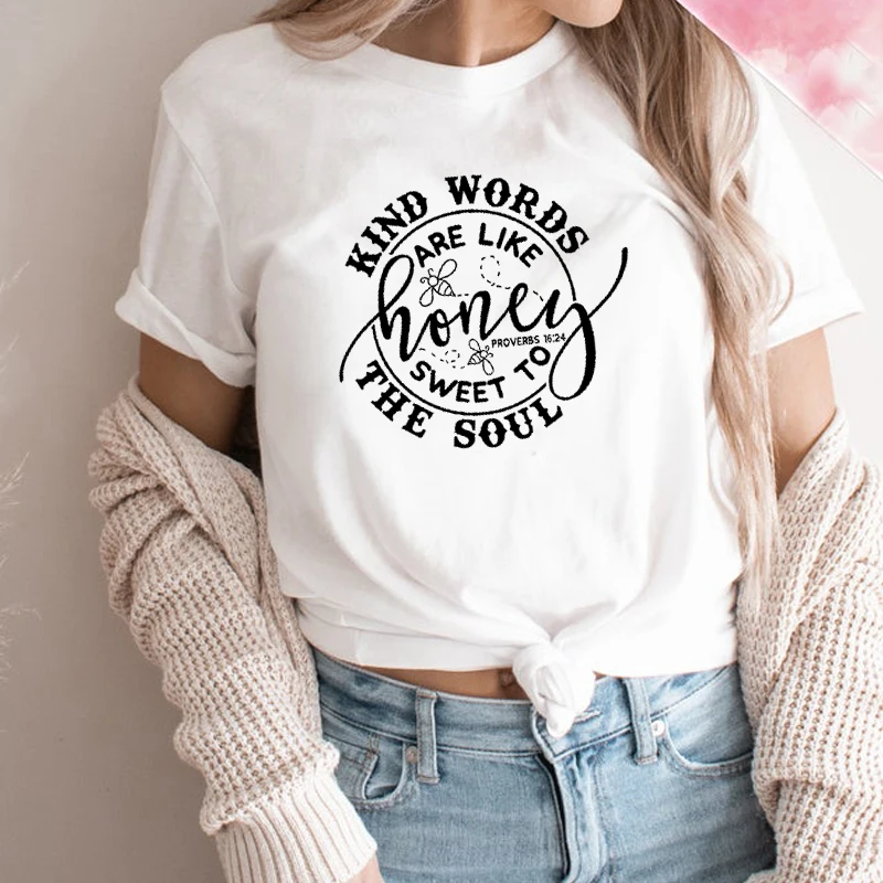 

Kind Words Are Like Honey Sweet To The Soul Women T Shirts Cotton Plus Size Tumblr T-shirt Save The Bees Tshirt Dropshipping Top