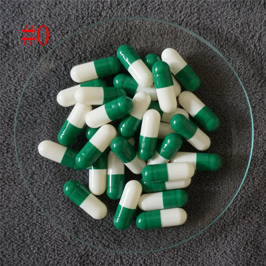 

0# 10000pcs High Quality Empty Green and White Hard Gelatin Capsules,0 Size Hollow Gelatin Capsules,Joined or Separated Capsules