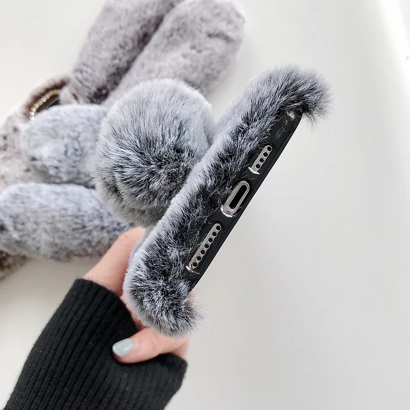 Plush Rabbit Silicone TPU Case for Samsung Galaxy A52 A32 A50 A51 A22 A12 5G A7 2018 A42 M31 A03S A21S A31 A21 Phone Cover Girl