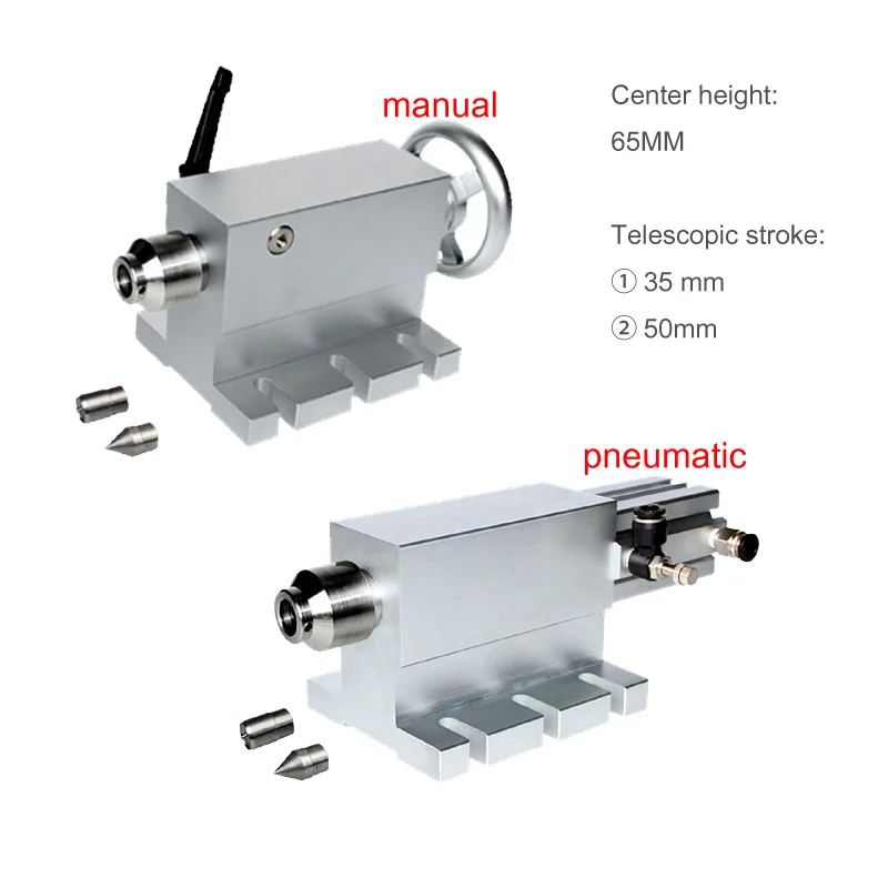 

Waterproof CNC Tailstock for Rotary Axis 4th A Axis CNC Router Engraver Milling Machine Manual Pneumatic for Optional