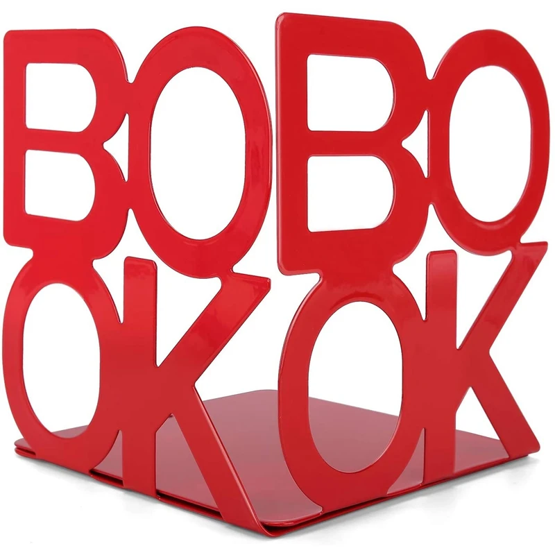 

4Piece,Metal Bookends,Book Ends Letter Pattern Book Ends for Shelves Office Decorative,Nonskid Book Stopper for Books