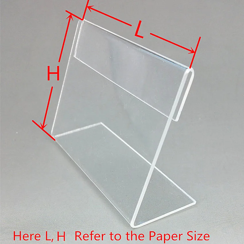 Ceny Małe Plastikowe Akrylowe L Stojak Stojak Portfelowe Etui Tag Tabeli Uchwyty Na Etykiety Papier Promocyjny Jasne T2mm Poziomy 50 Sztuk
