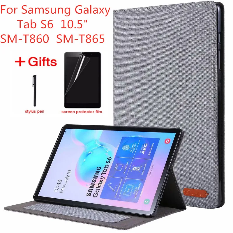 Для Samsung Galaxy Tab S6 10 5 дюйма T860 Чехлы для планшетов SM флип чехол с подставкой Мягкий