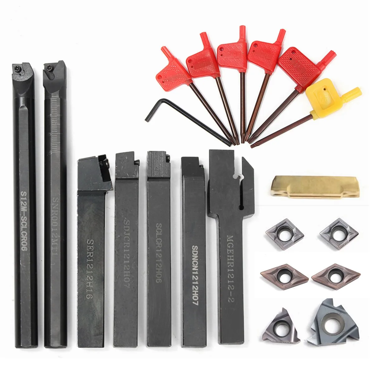 Conjunto com Pastilhas de Metal Duro para Semi-acabamento e as Operações de Acabamento Conjunto Milímetros Shank 45hrc Torno Chato Bar Virando Titular Ferramenta 7 12