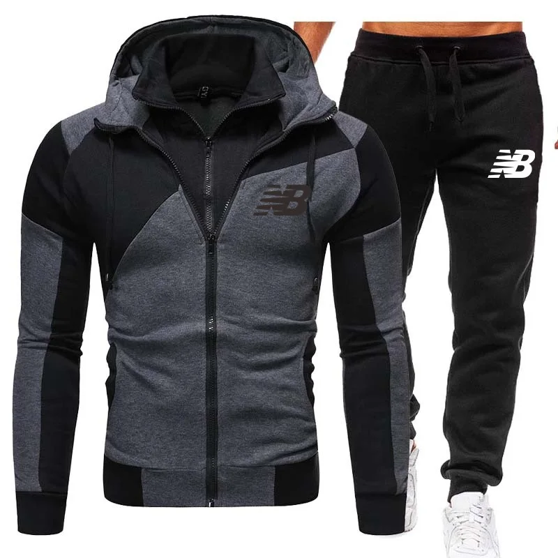 

2020 fashion Autumn&Winter Tracksuit Men 2 Pieces Sets Hooded Sweatshirts Men's Casual Zipper Hoodies Pants Suit Hombre hoodies+